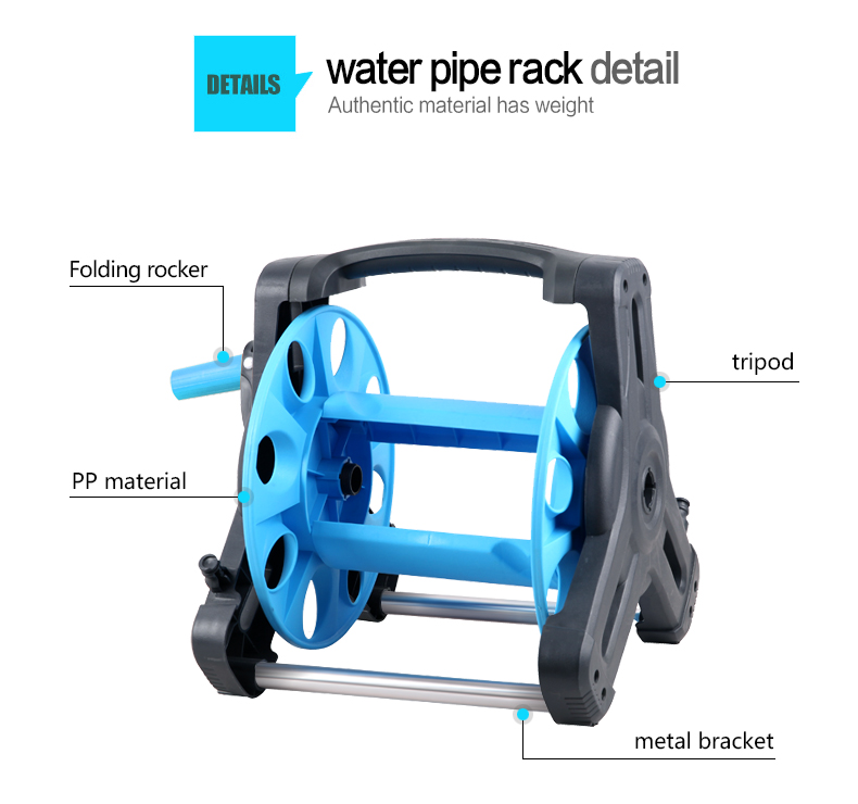 detalhes do carretel e carrinho de mangueira girat&oacute;ria resistente para jardim