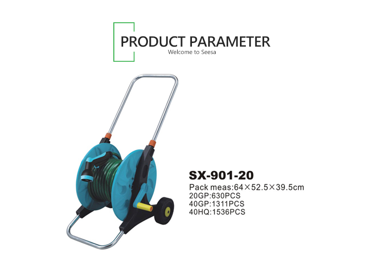 Carrinho de carretel de mangueira de duas rodas para gramado