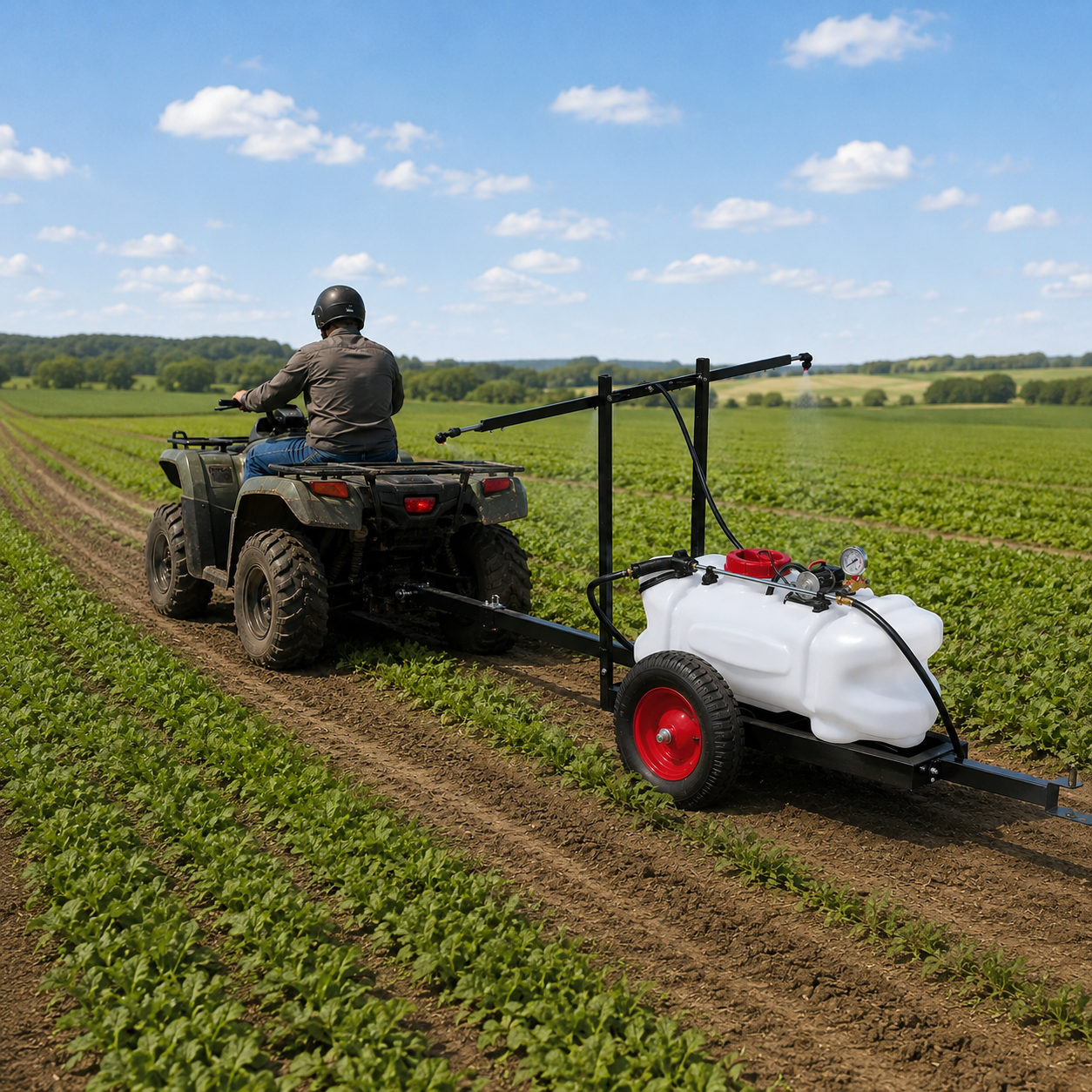 Quanta terra um pulverizador agrícola ATV pode cobrir?