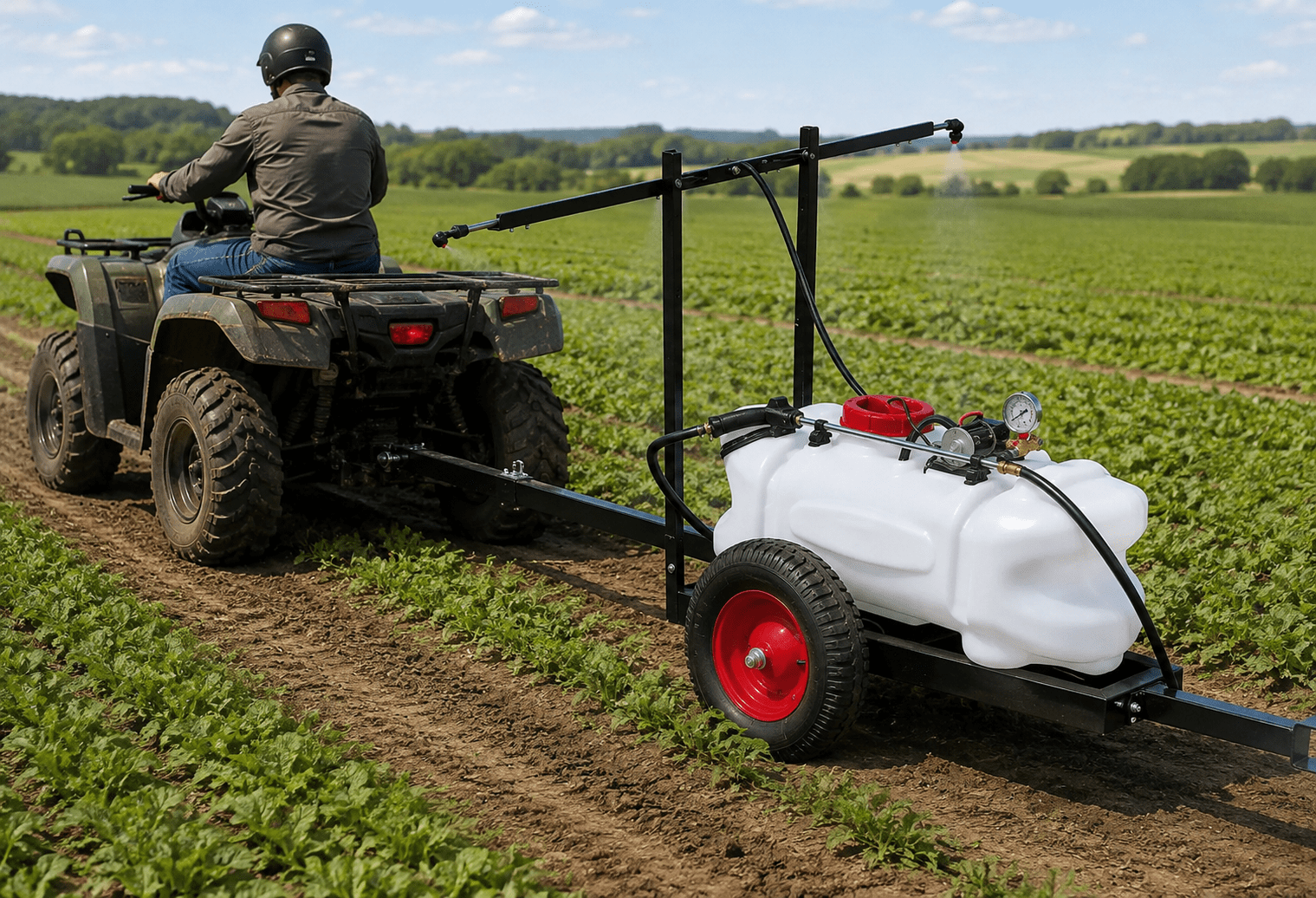 Quanta terra um pulverizador agrícola ATV pode cobrir?